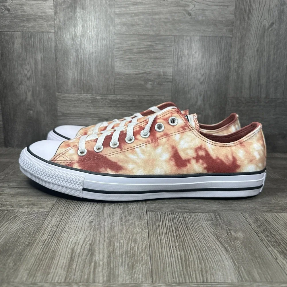 Converse Chuck Taylor All Star Mens 10.5 Tie Dye Orange Burgundy Canvas NEW